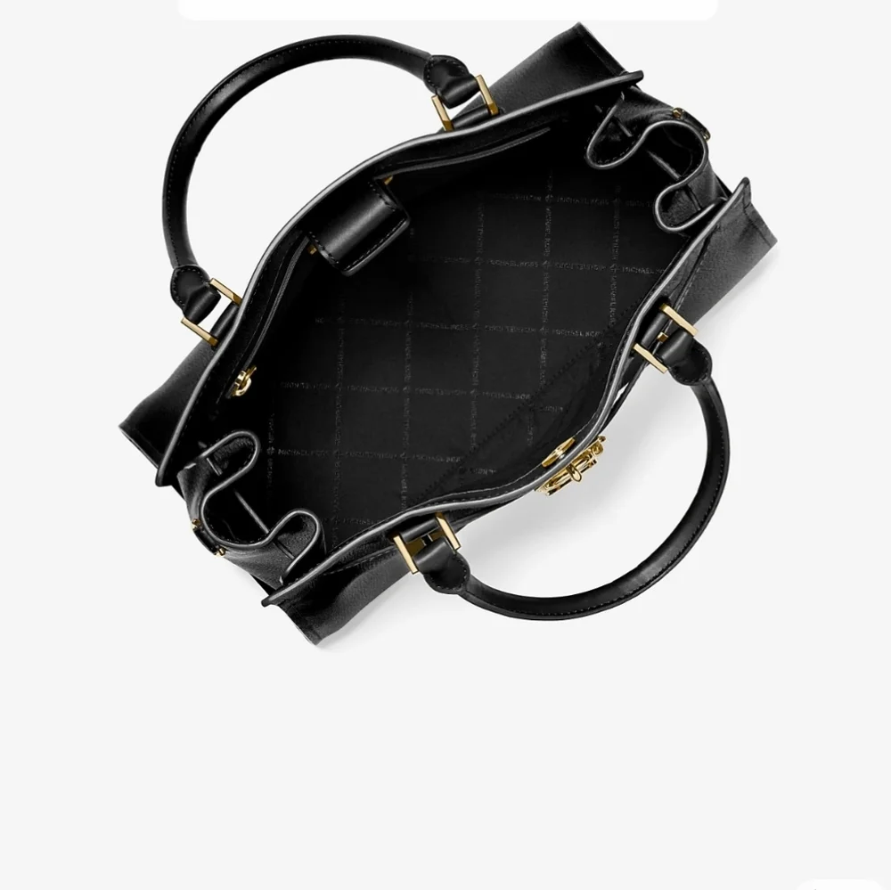 NWT Michael Kors Hamilton Medium Leather Satchel Black